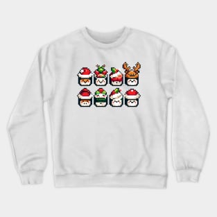 Festive 8-Bit Christmas Sushi Rolls Crewneck Sweatshirt